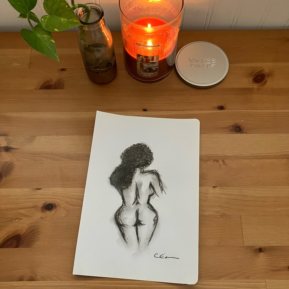 New Original Signed Artwork Charcoal on Paper